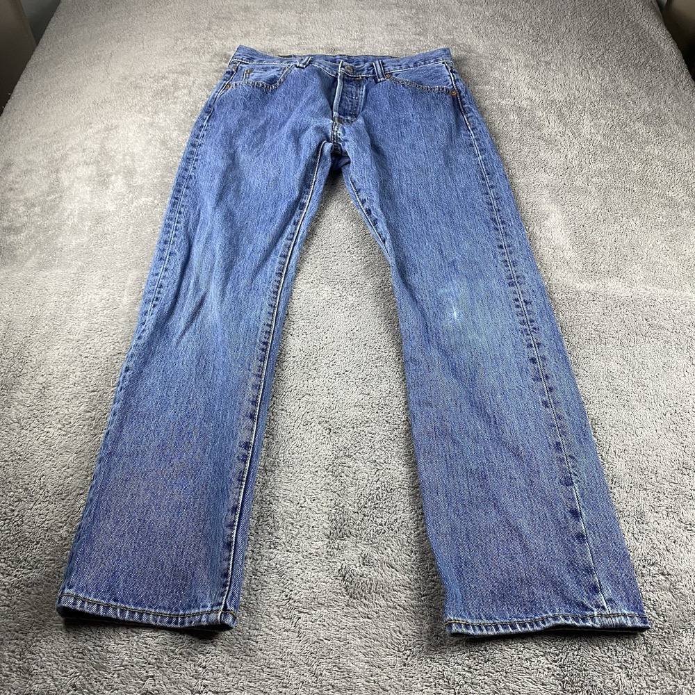 Levis 501 Straight Fit Jeans Mens 30x30‎ Blue Medium Wash Mid Rise